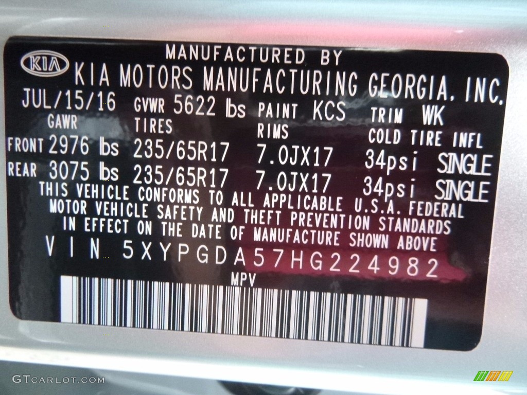2017 Sorento Color Code KCS for Sparkling Silver Photo #115310534