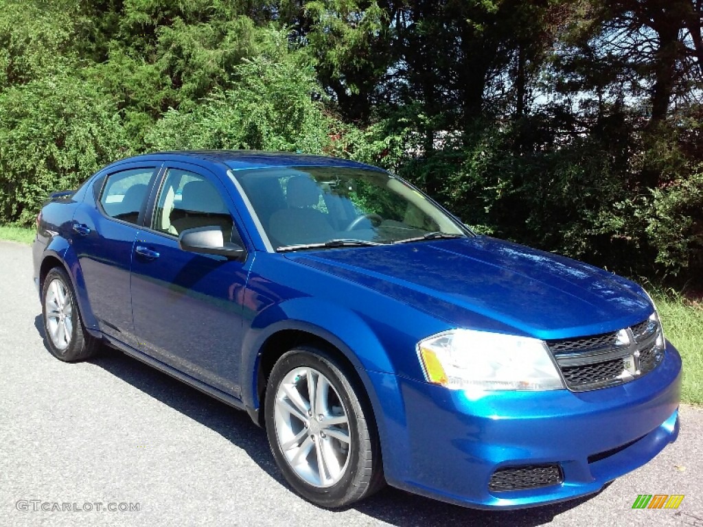 2012 Avenger SE V6 - Blue Streak Pearl / Black/Light Frost Beige photo #4