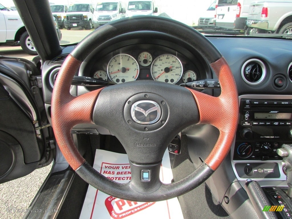 2002 Mazda MX-5 Miata SE Roadster Saddle Brown Steering Wheel Photo #115311236