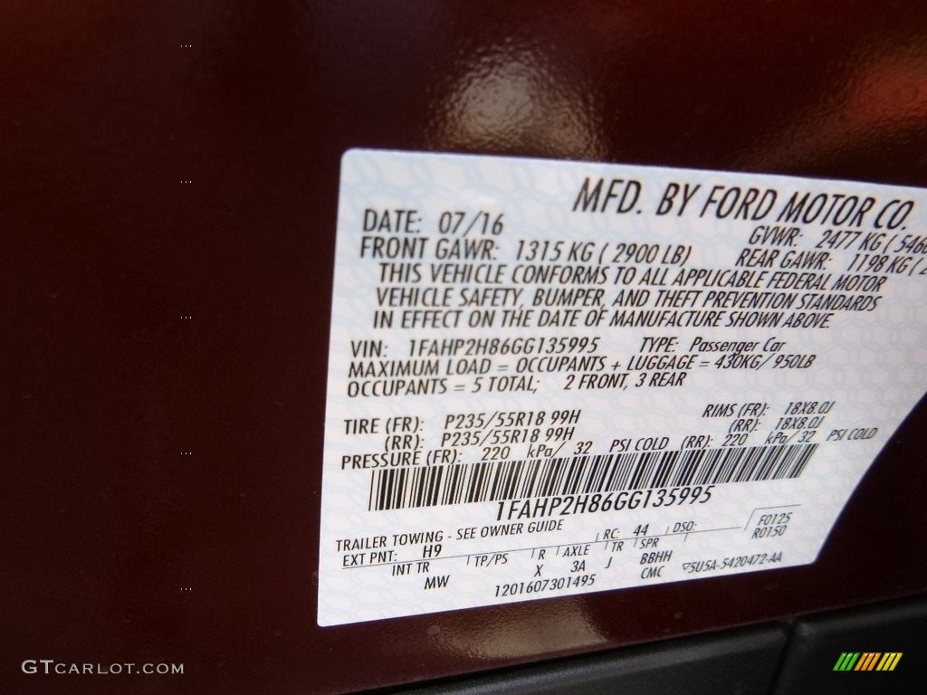 2016 Taurus Color Code H9 for Bronze Fire Photo #115320158