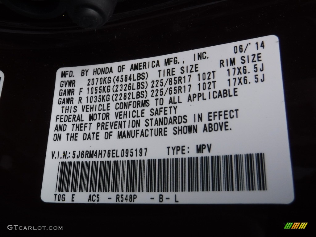 2014 CR-V EX-L AWD - Basque Red Pearl II / Gray photo #24
