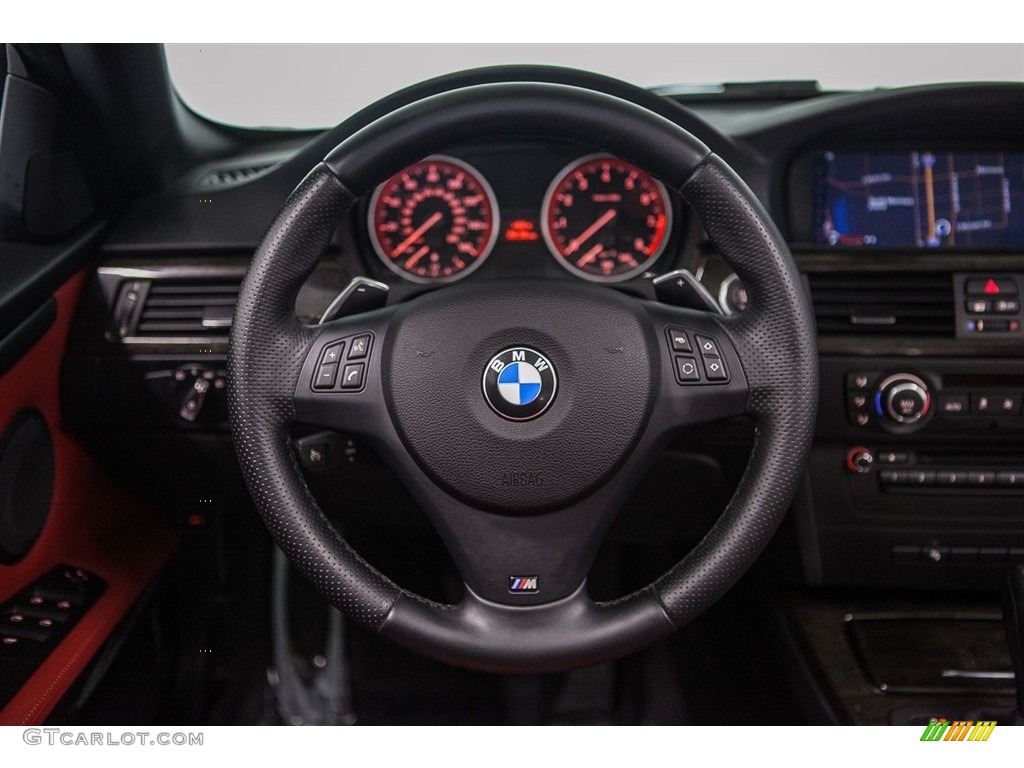 2013 BMW 3 Series 335i Convertible Coral Red/Black Steering Wheel Photo #115330635