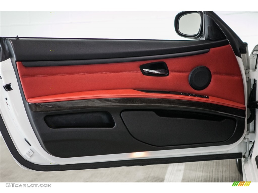 2013 BMW 3 Series 335i Convertible Coral Red/Black Door Panel Photo #115330767