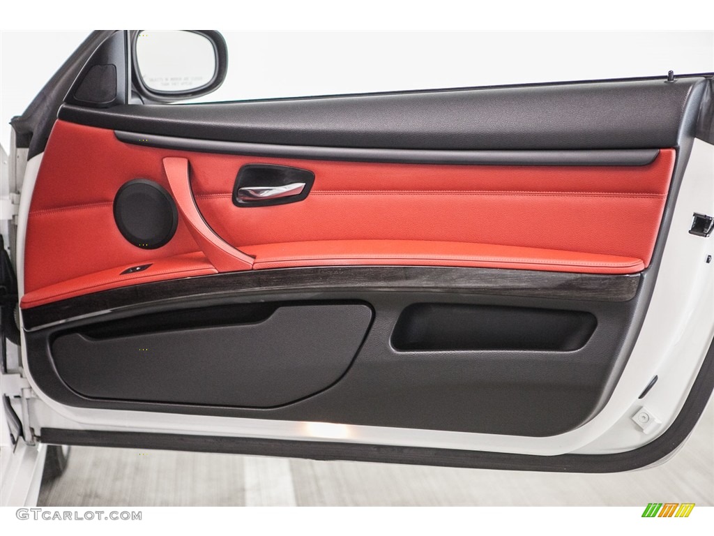 2013 BMW 3 Series 335i Convertible Coral Red/Black Door Panel Photo #115330836