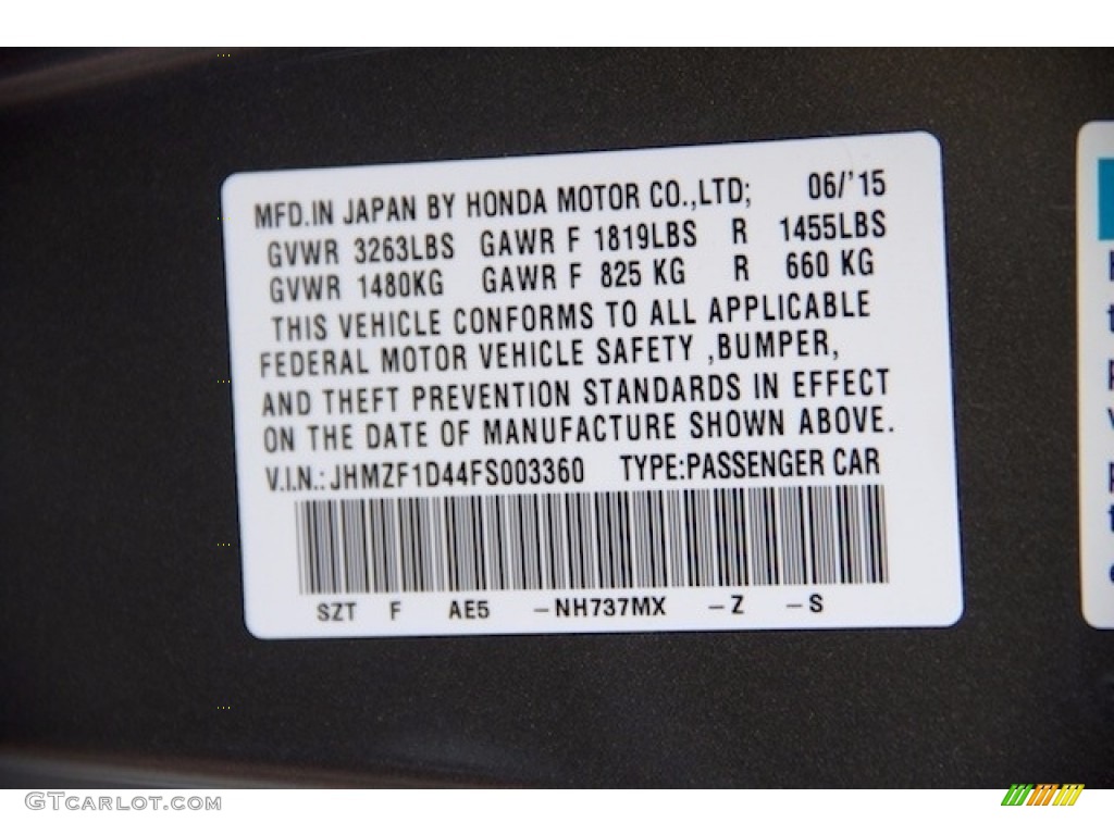 2015 CR-Z Color Code NH737MX for Polished Metal Metallic Photo #115332918