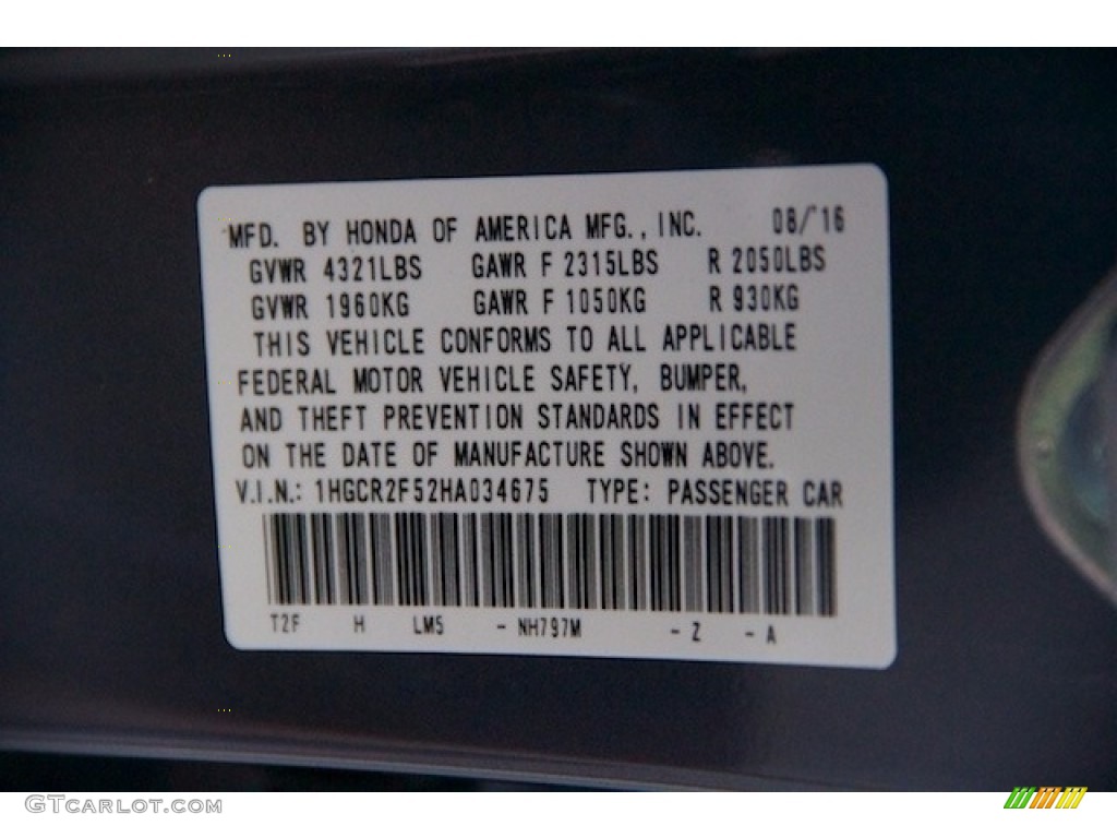 2017 Accord Color Code NH797M for Modern Steel Metallic Photo #115344053