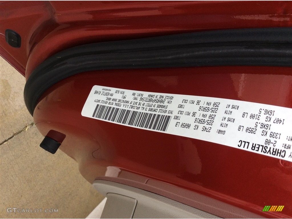 2008 Town & Country Touring - Inferno Red Crystal Pearlcoat / Medium Slate Gray/Light Shale photo #6