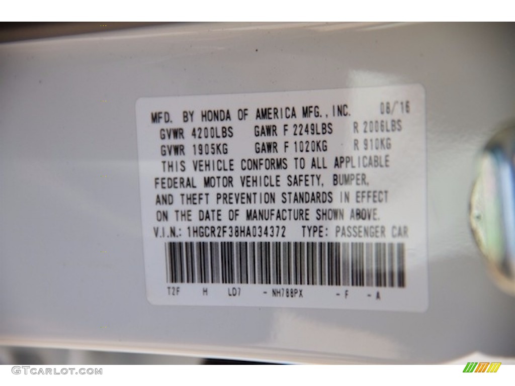 2017 Accord Color Code NH788PX for White Orchid Pearl Photo #115344437