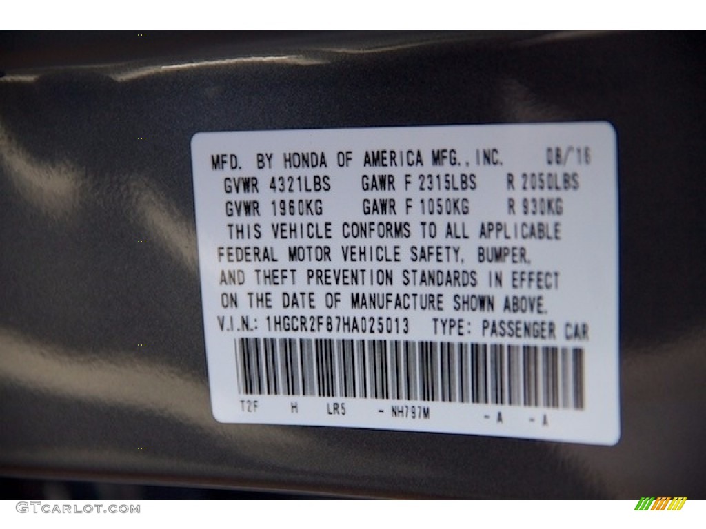 2017 Accord EX-L Sedan - Modern Steel Metallic / Black photo #19
