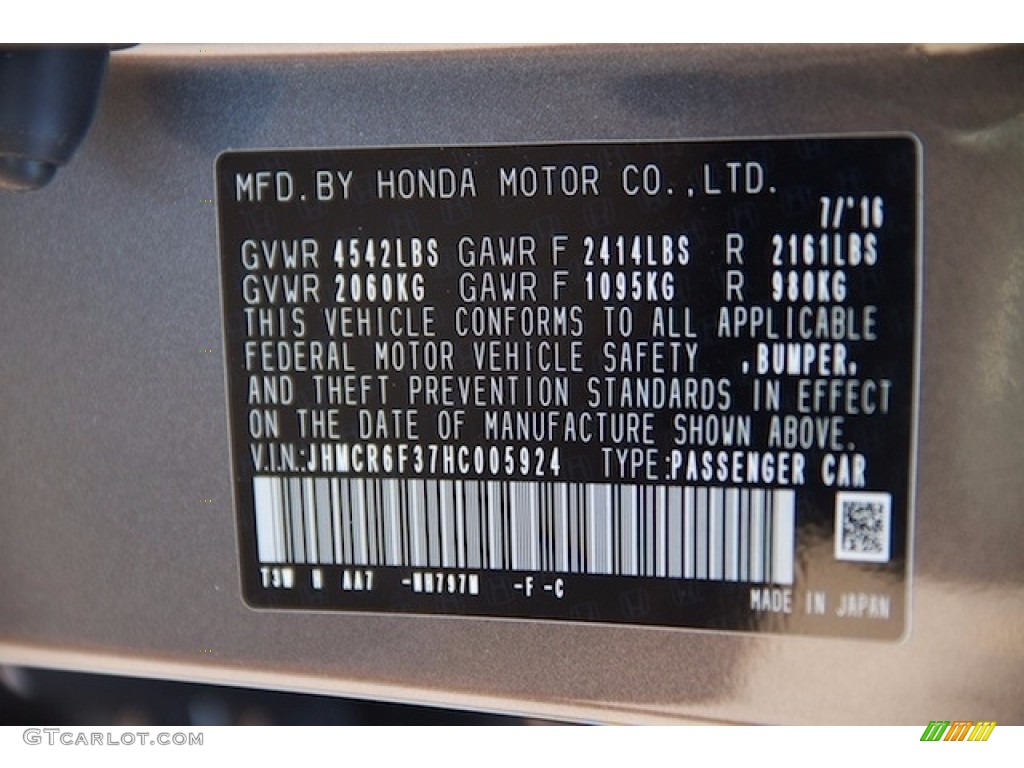 2017 Honda Accord Hybrid Sedan Color Code Photos