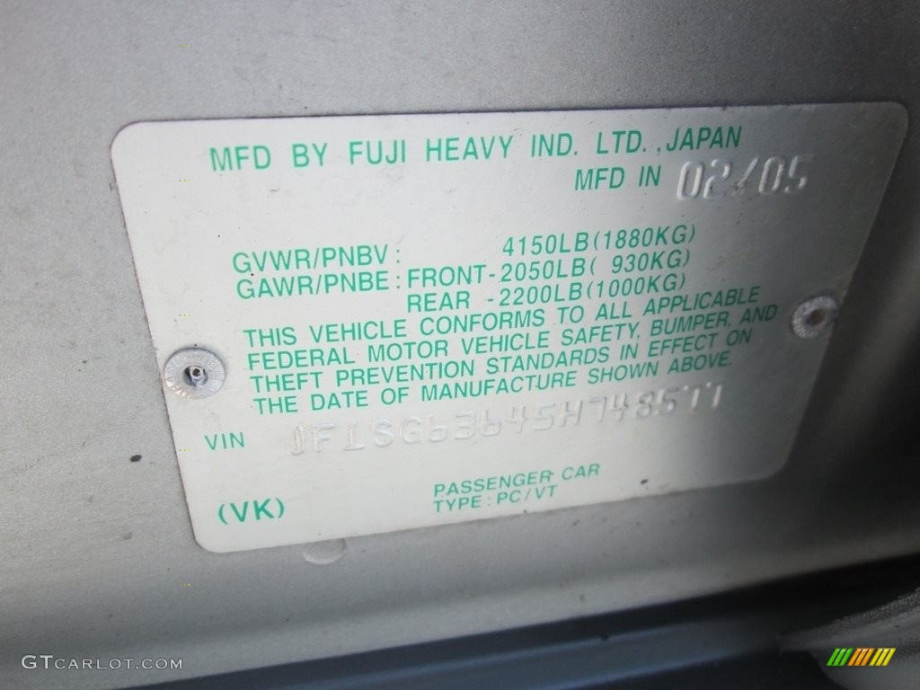 2005 Forester 2.5 X - Crystal Gray Metallic / Gray photo #28