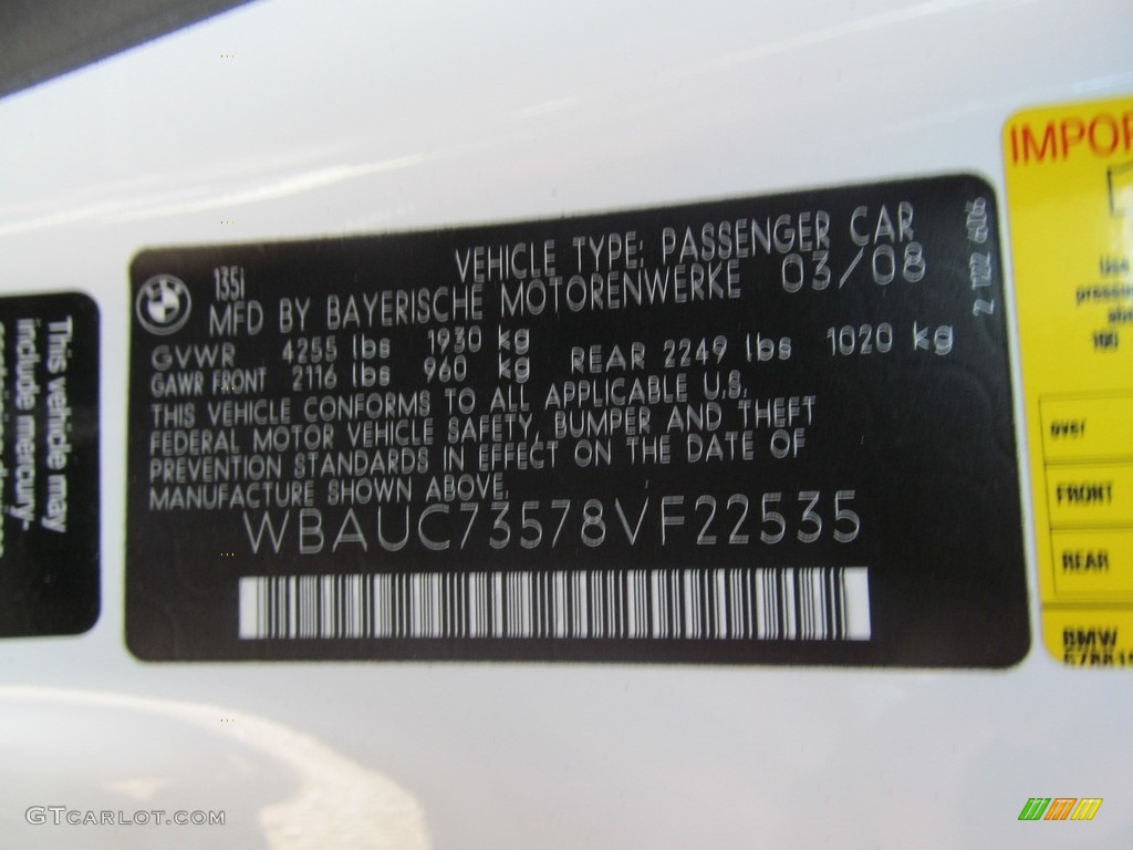 2008 1 Series 135i Coupe - Alpine White / Black photo #69