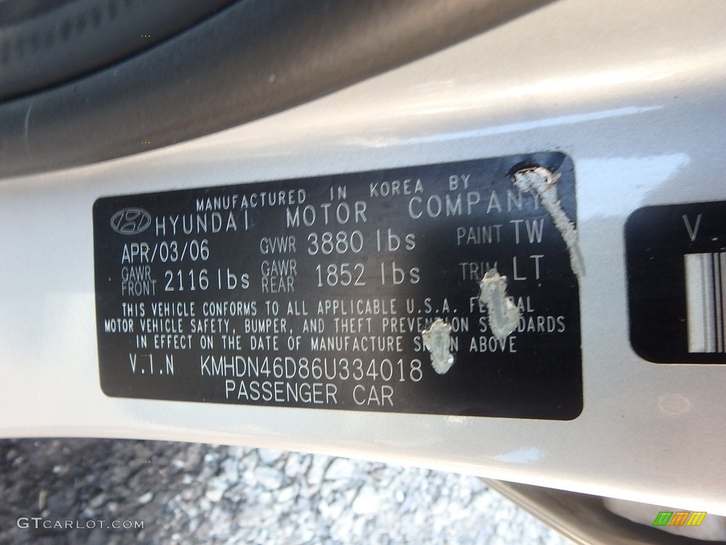 2006 Elantra GLS Sedan - Sterling Silver / Gray photo #14