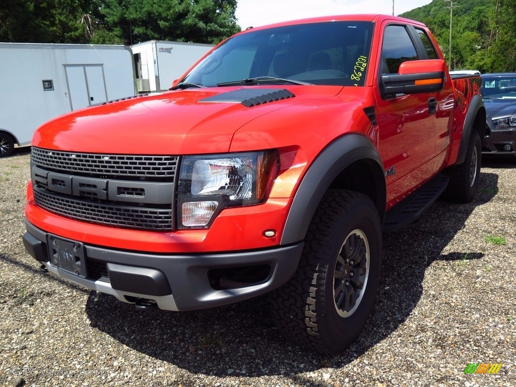 2011 F150 SVT Raptor SuperCab 4x4 - Molten Orange Tri Coat / Raptor Black photo #3
