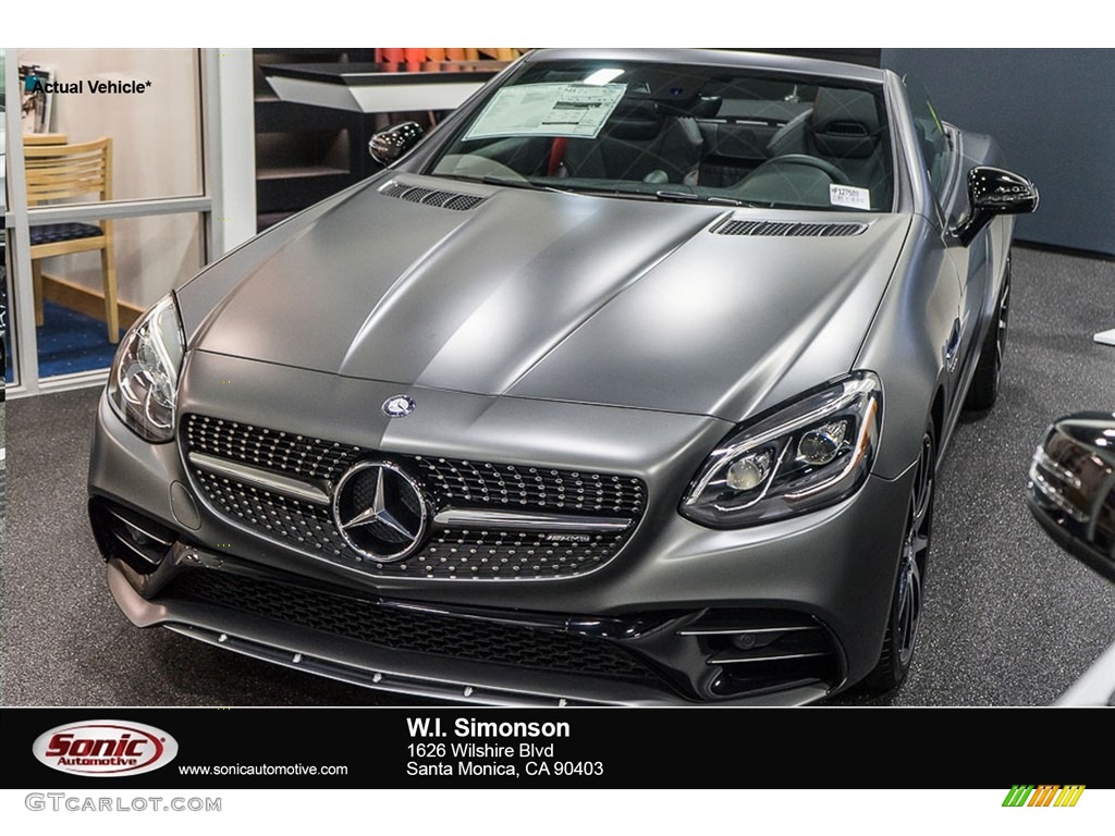 2017 SLC 43 AMG Roadster - designo Magno Shadow Grey (Matte) / Black/DINAMICA w/Red Stitching photo #1