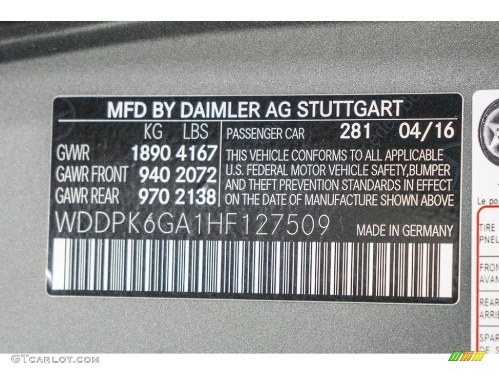 2017 SLC Color Code 281 for designo Magno Shadow Grey (Matte) Photo #115378956