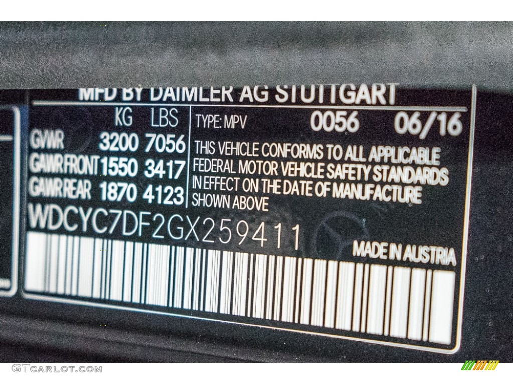 2016 G Color Code 0056 for designo Magno Night Black (Matte) Photo #115381548