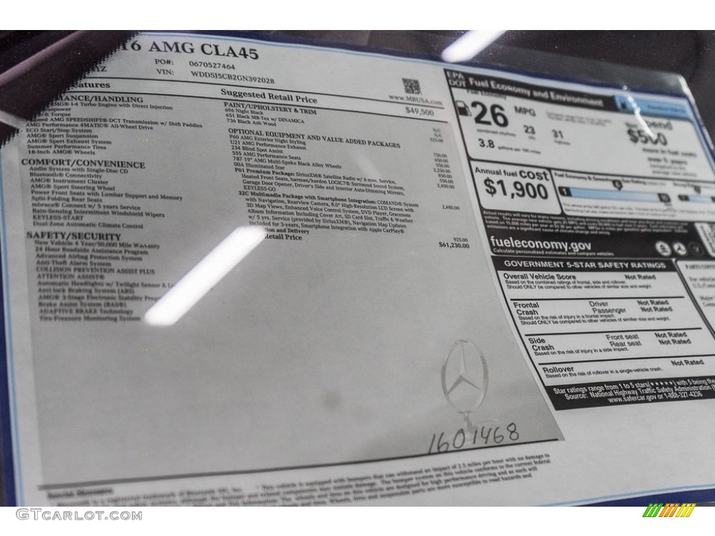 2016 Mercedes-Benz CLA 45 AMG Window Sticker Photo #115383141