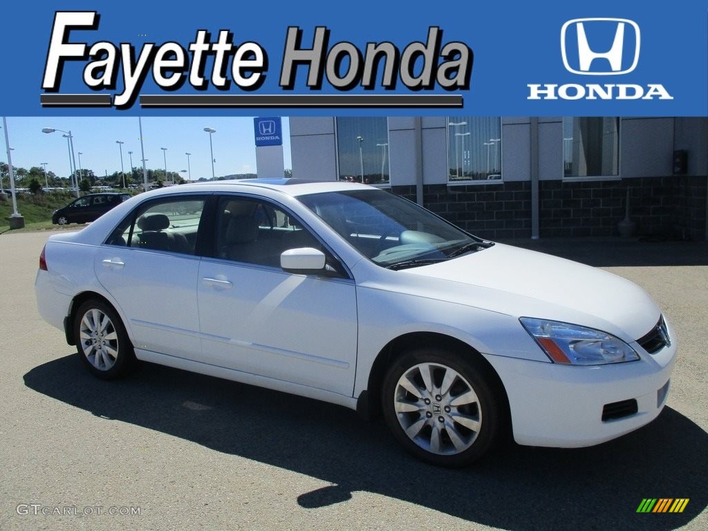 2007 Accord EX-L V6 Sedan - Taffeta White / Ivory photo #1
