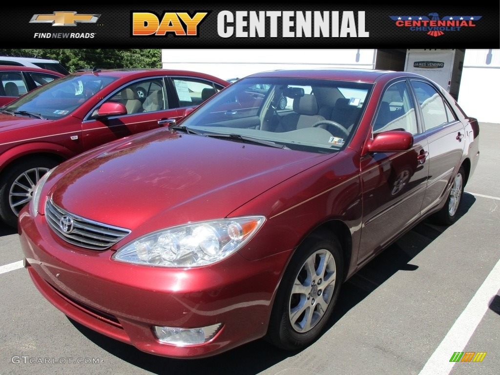 2005 Camry XLE V6 - Salsa Red Pearl / Taupe photo #1