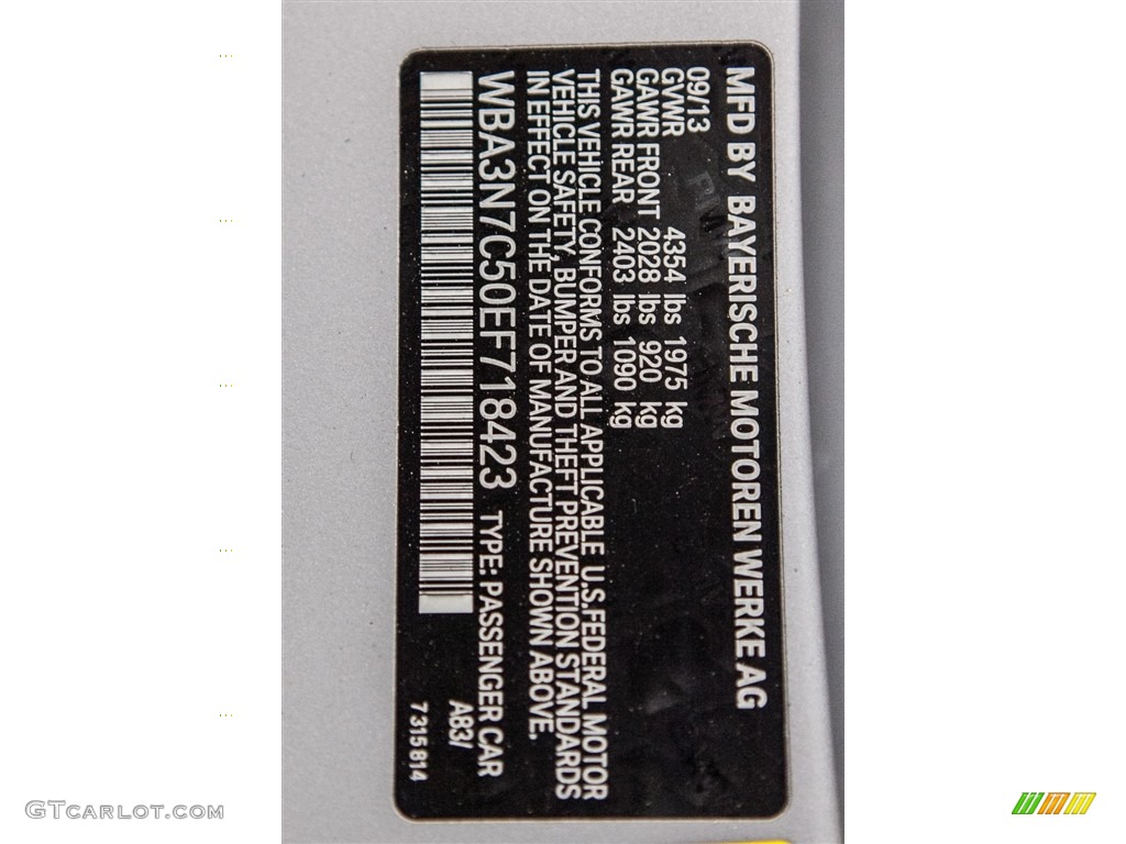 2014 4 Series Color Code A83 for Glacier Silver Metallic Photo #115395975