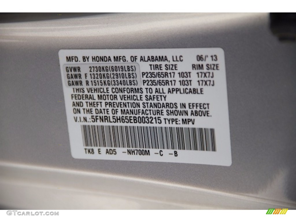 2014 Odyssey EX-L - Alabaster Silver Metallic / Truffle photo #32