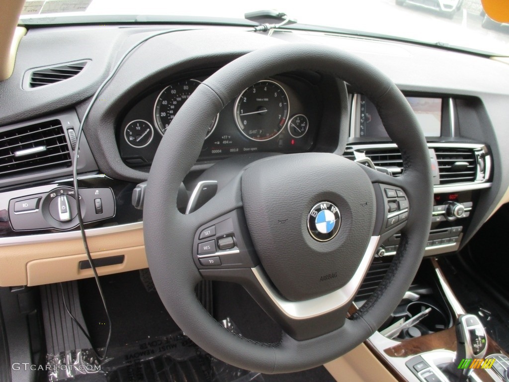 2017 BMW X4 xDrive28i Beige/Black Steering Wheel Photo #115402863