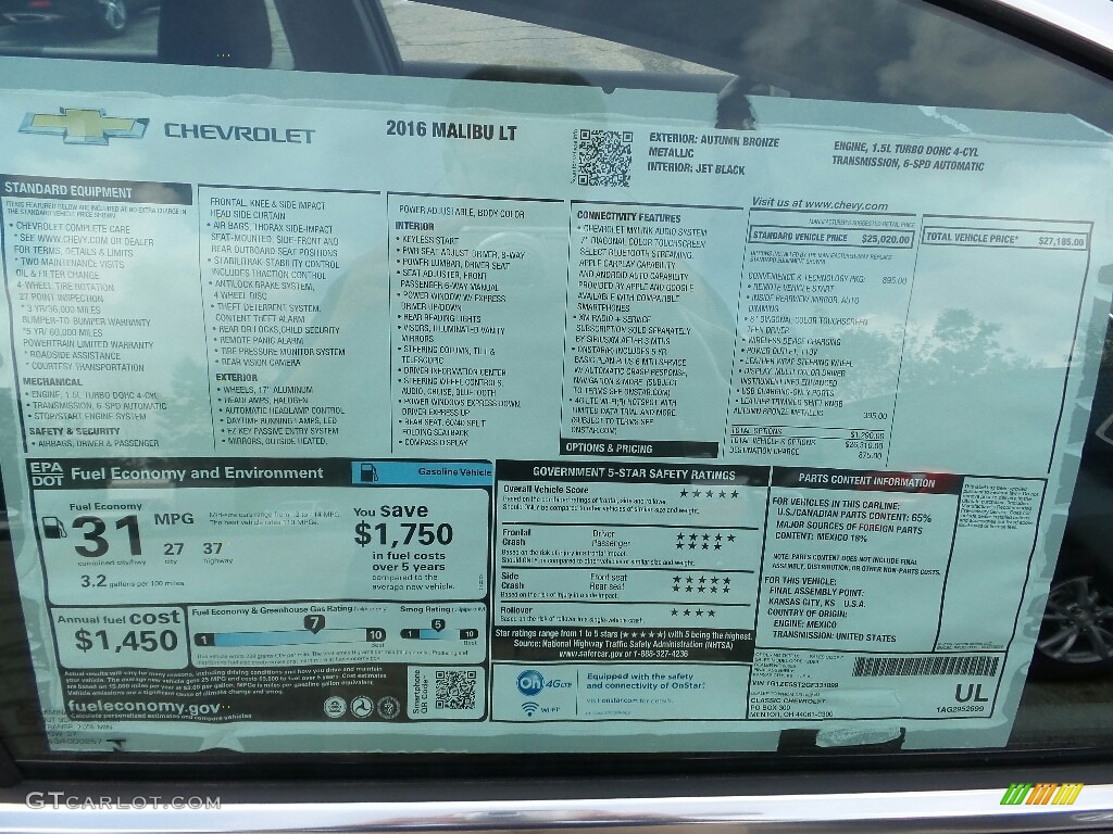 2016 Malibu LT - Autumn Bronze Metallic / Jet Black photo #4