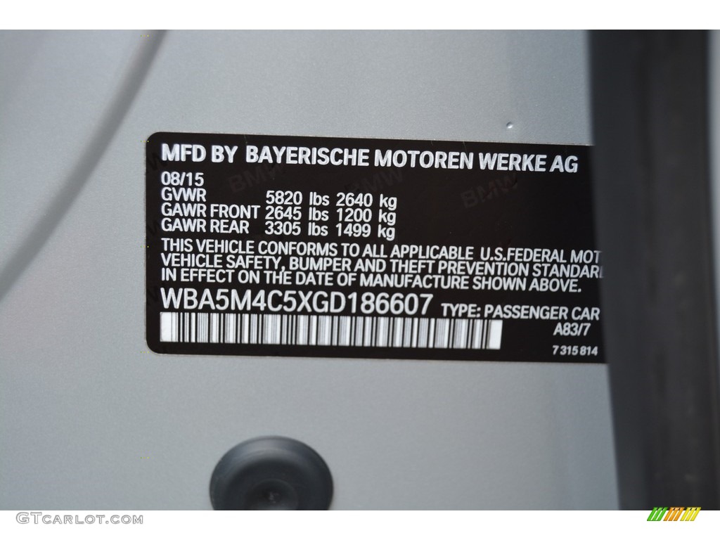 2016 5 Series Color Code A83 for Glacier Silver Metallic Photo #115420383
