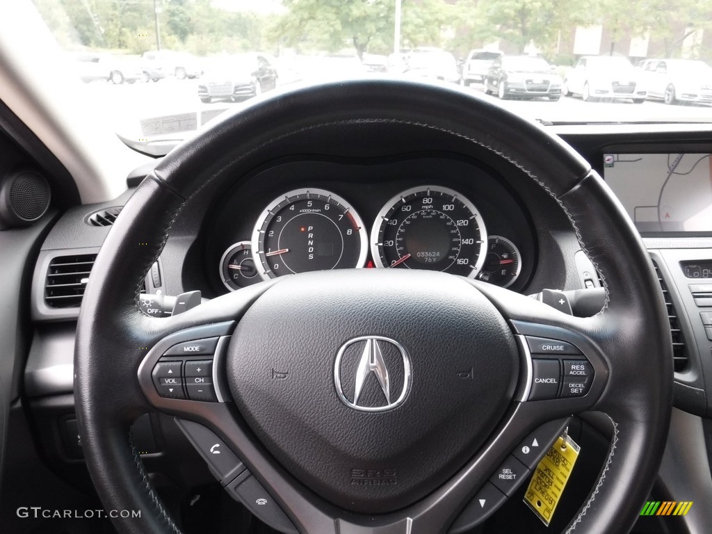 2012 Acura TSX Technology Sedan Ebony Steering Wheel Photo #115424535