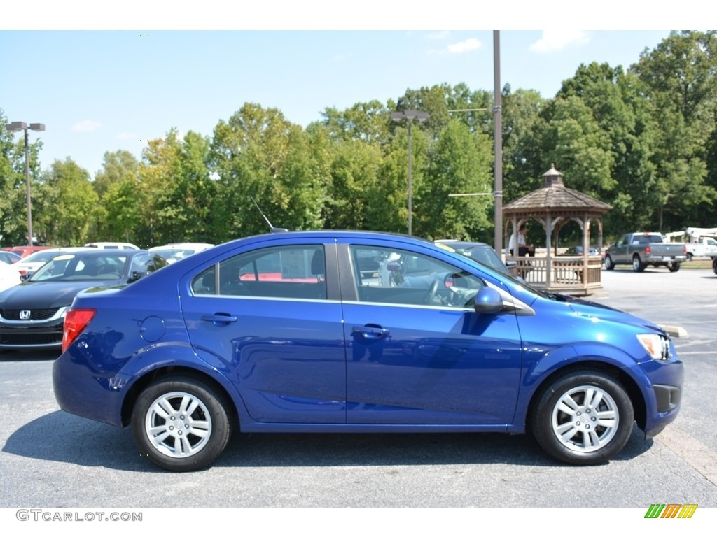 2012 Sonic LT Sedan - Blue Topaz Metallic / Jet Black/Brick photo #2