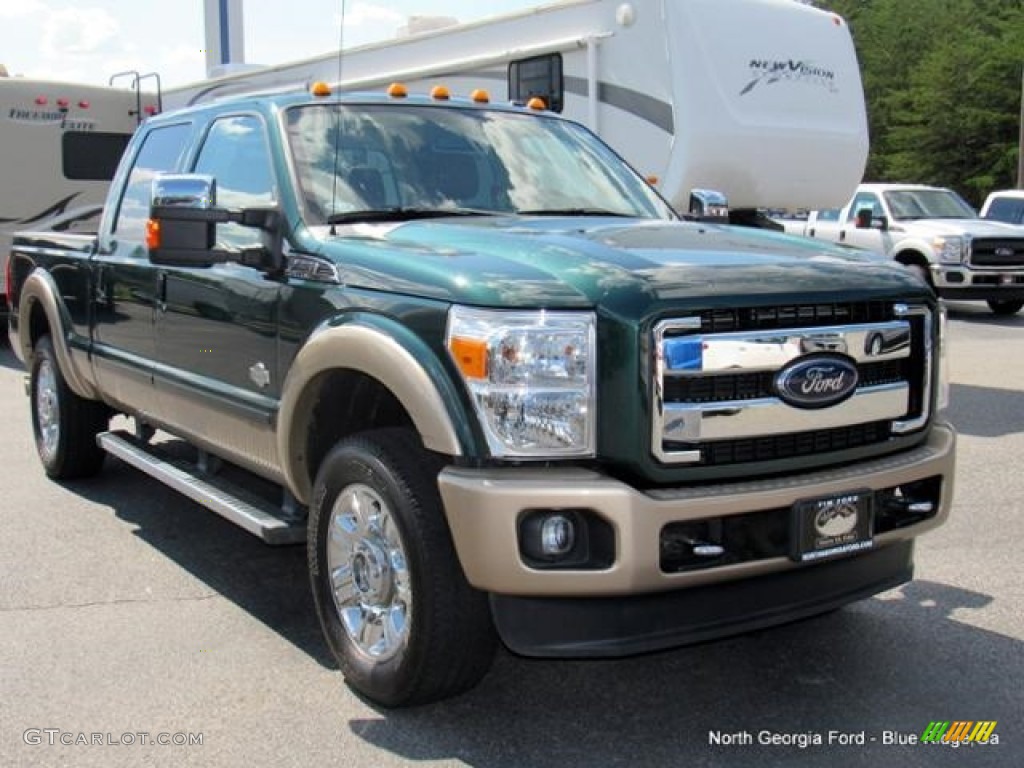 2012 F250 Super Duty King Ranch Crew Cab 4x4 - Green Gem Metallic / Chaparral Leather photo #7