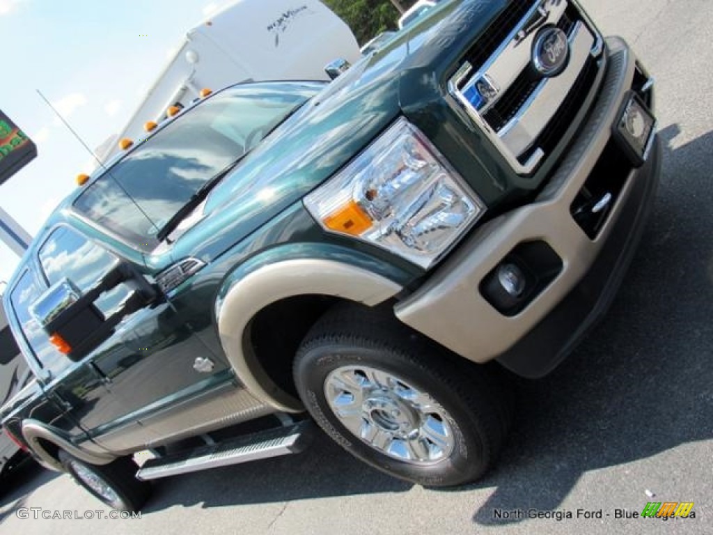 2012 F250 Super Duty King Ranch Crew Cab 4x4 - Green Gem Metallic / Chaparral Leather photo #35