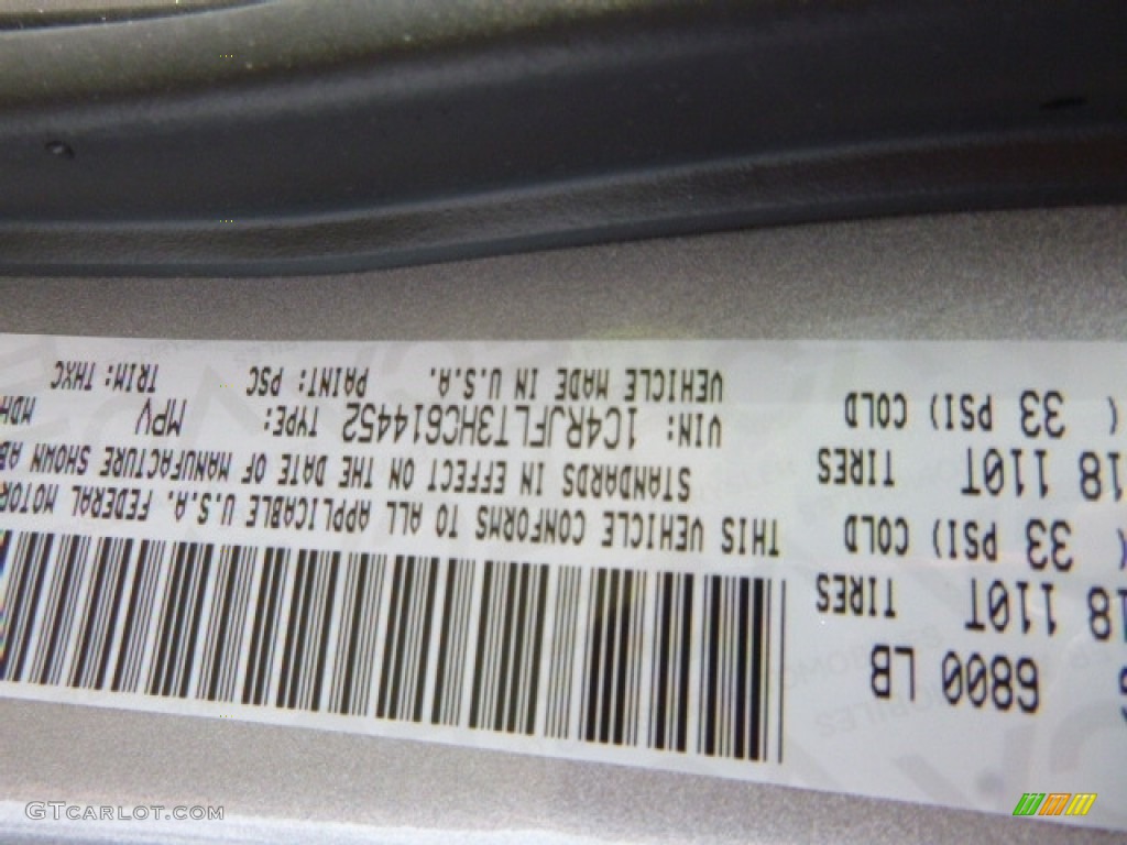 2017 Grand Cherokee Color Code PSC for True Blue Pearl Photo #115443582