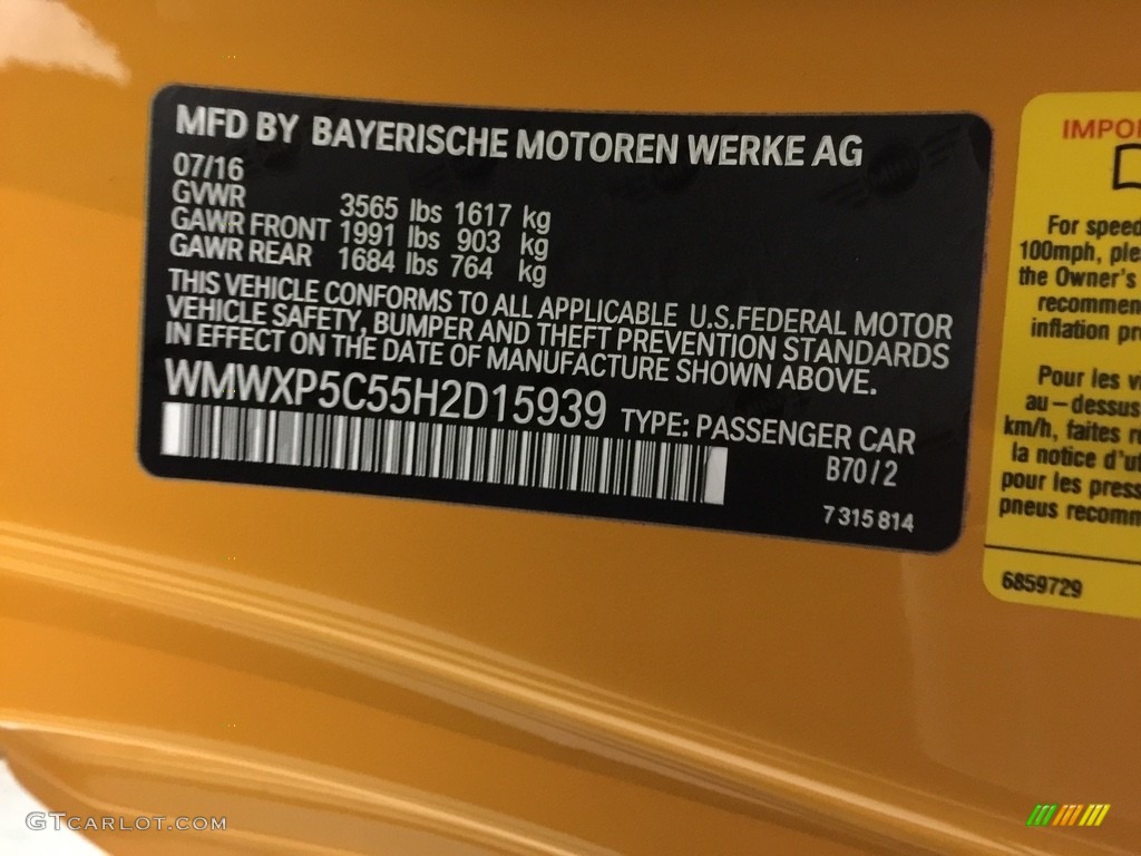 2017 Hardtop Color Code B70 for Volcanic Orange Photo #115469454
