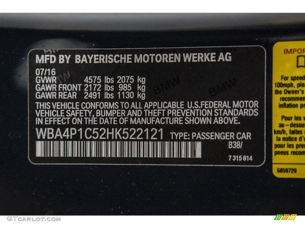 2017 4 Series Color Code B38 for Midnight Blue Metallic Photo #115495108