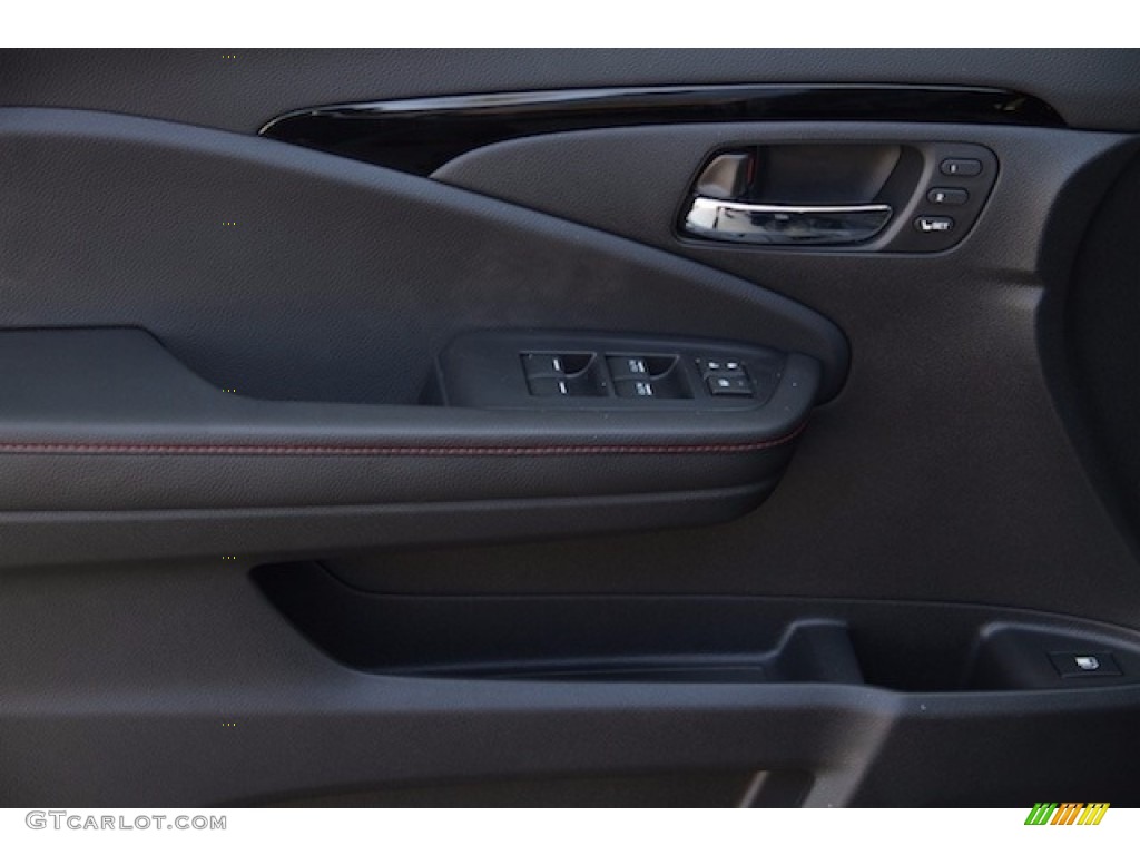 2017 Honda Ridgeline RTL-E AWD Black Edition Black/Red Door Panel Photo #115500454