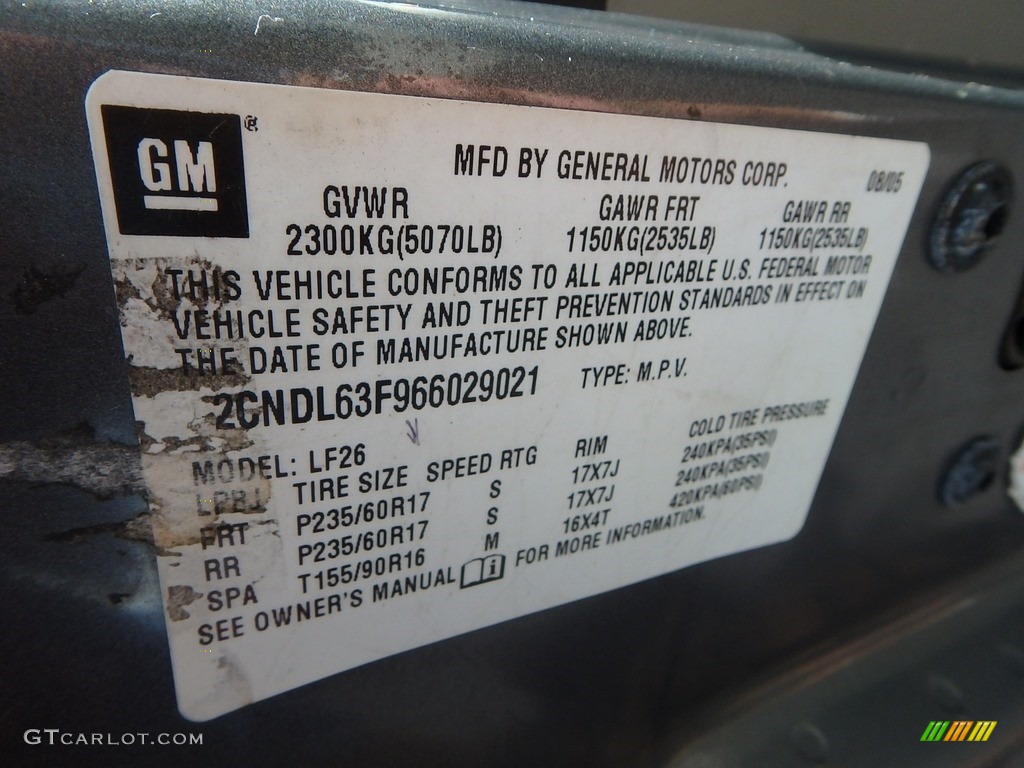 2006 Equinox LT - Dark Silver Metallic / Light Gray photo #15