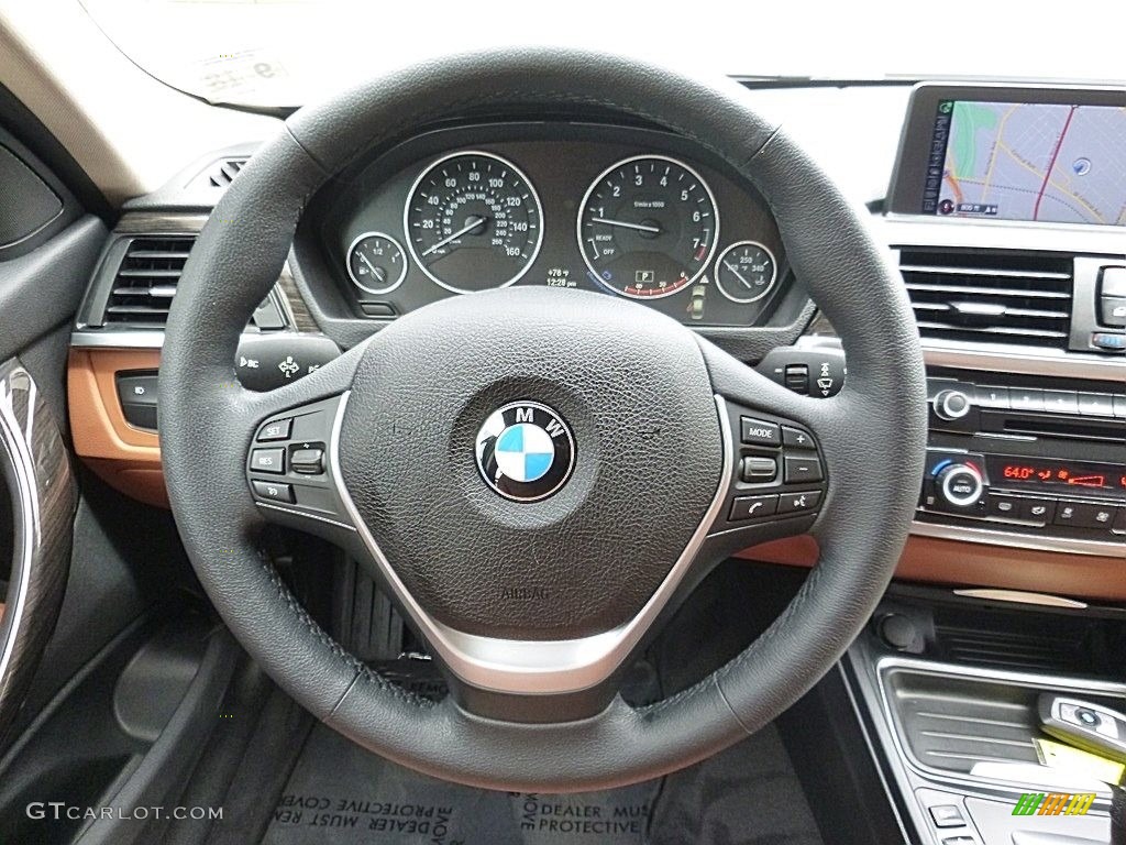 2014 BMW 3 Series 328i xDrive Sedan Saddle Brown Steering Wheel Photo #115517738