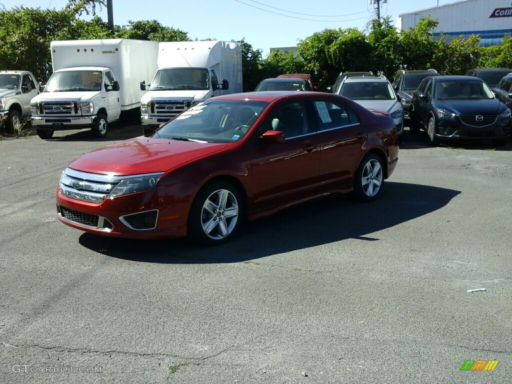 2010 Fusion Sport AWD - Sangria Red Metallic / Charcoal Black/Sport Red photo #3