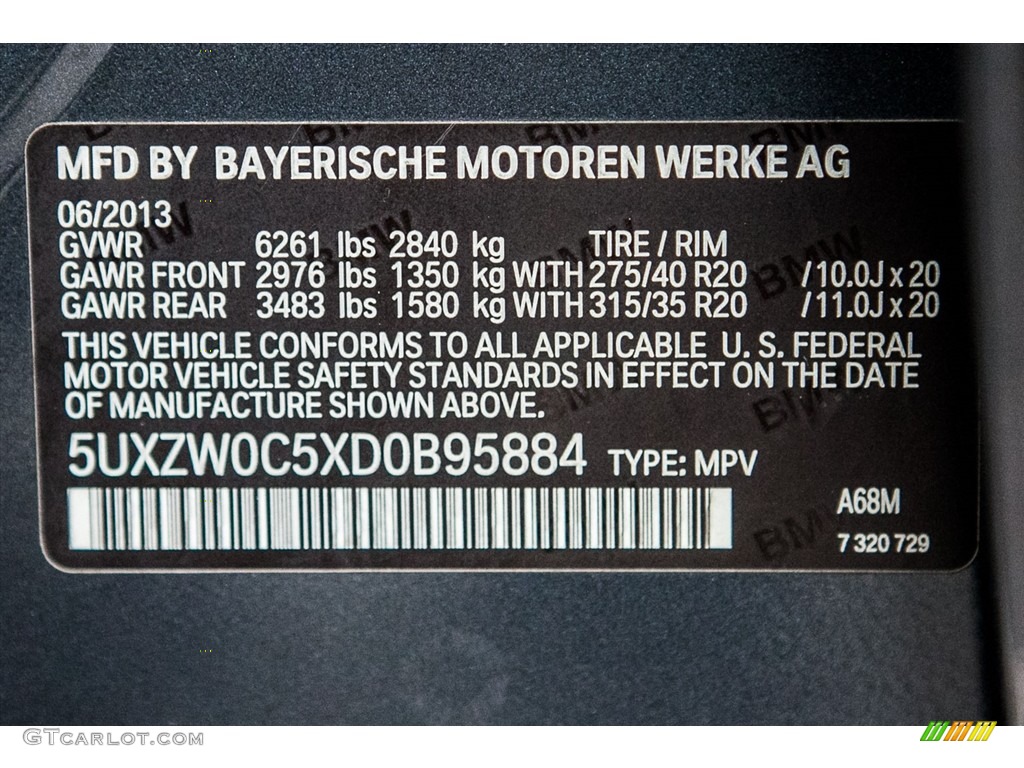 2013 BMW X5 xDrive 35d Color Code Photos