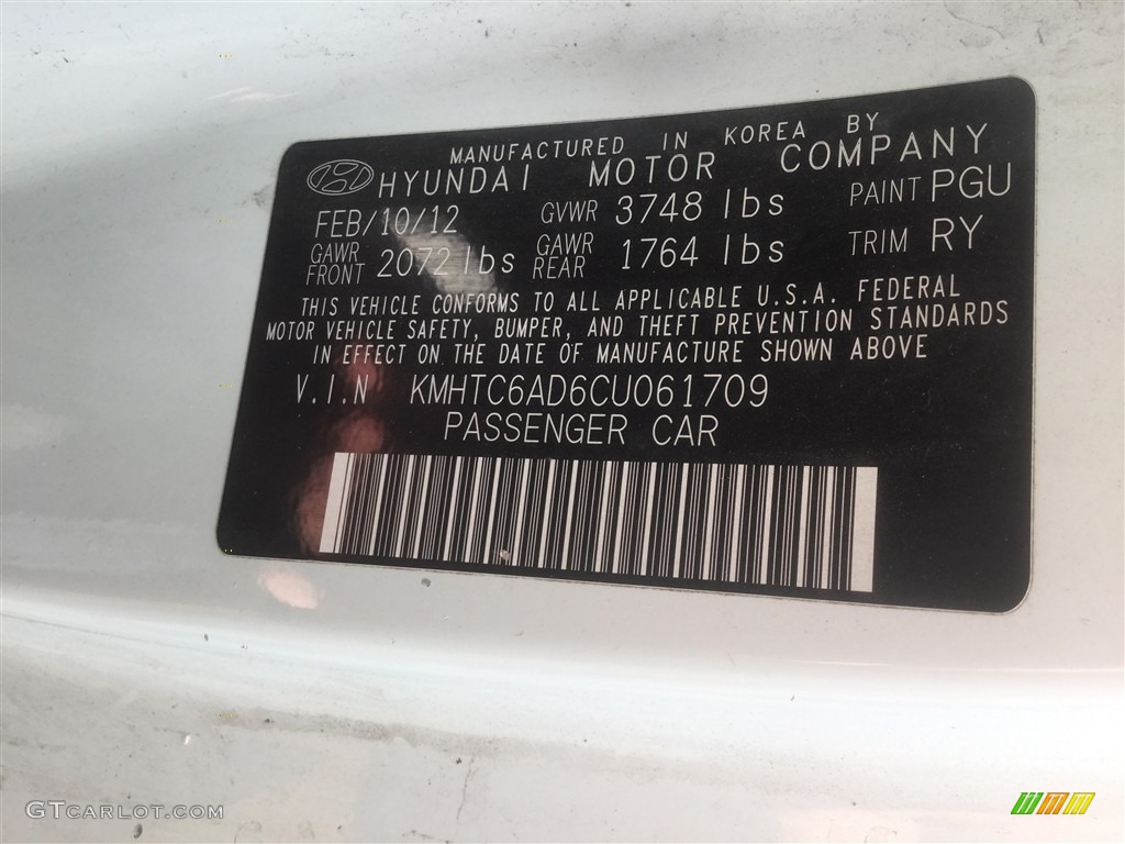 2012 Veloster  - Century White / Gray photo #6