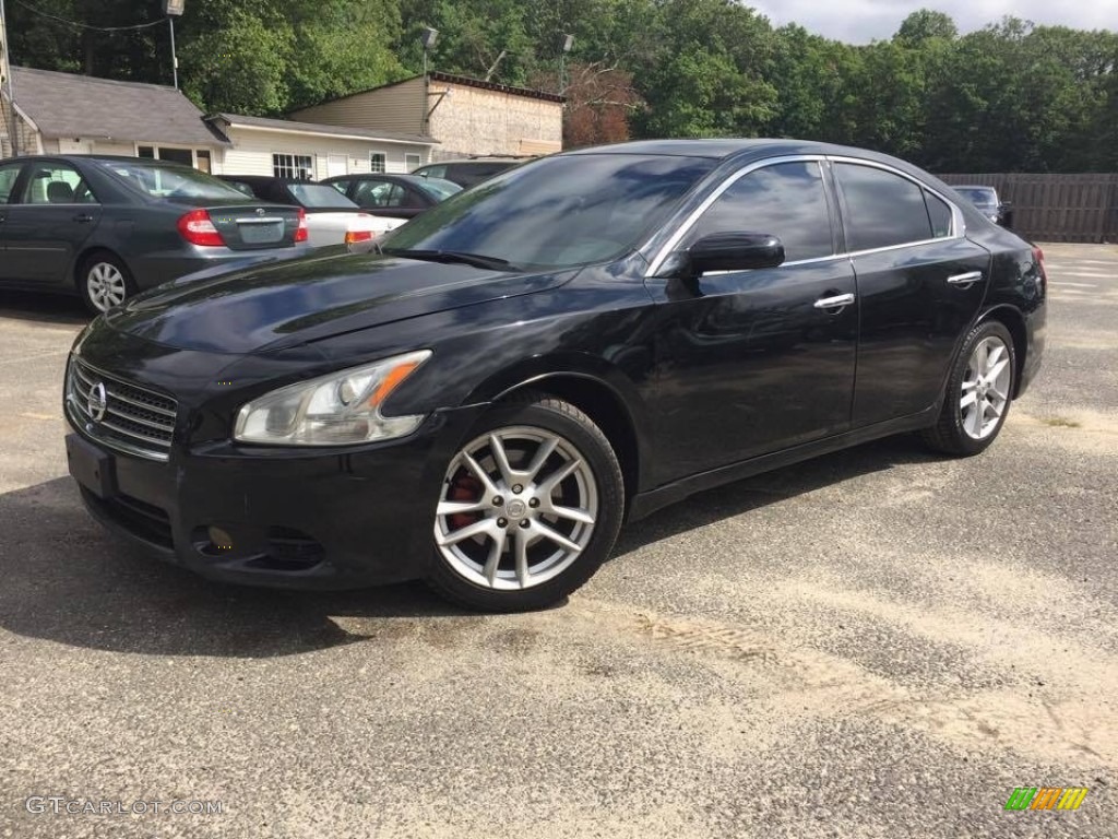 2009 Maxima 3.5 S - Super Black / Charcoal photo #1