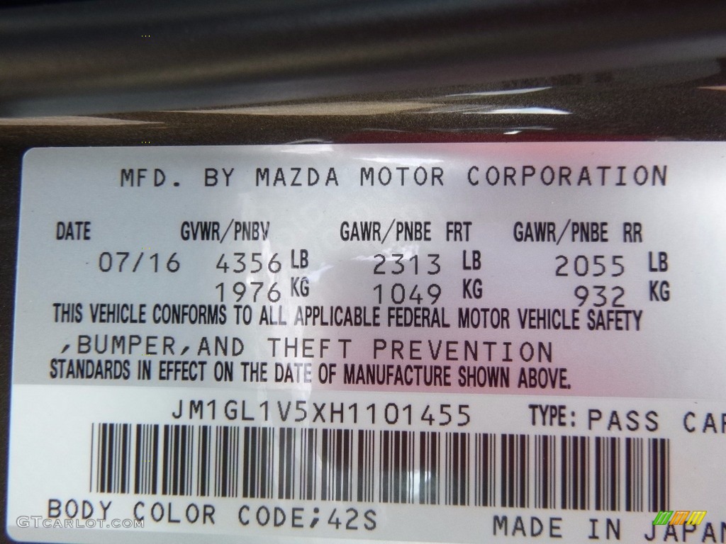 2017 Mazda6 Color Code 42S for Titanium Flash Mica Photo #115567958