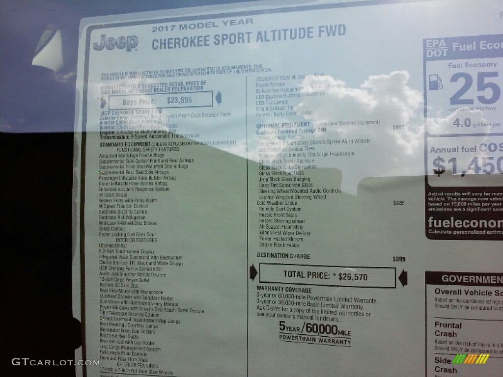 2017 Jeep Cherokee Sport Altitude Window Sticker Photo #115601458