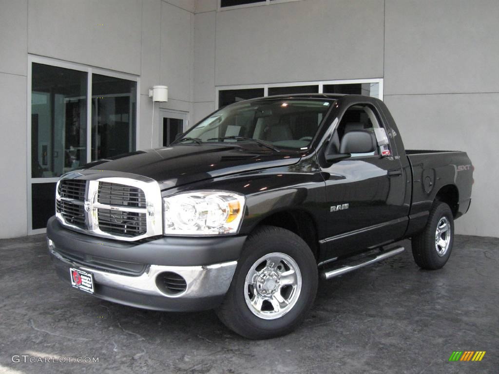 2008 Ram 1500 SXT Regular Cab - Brilliant Black Crystal Pearl / Medium Slate Gray photo #3