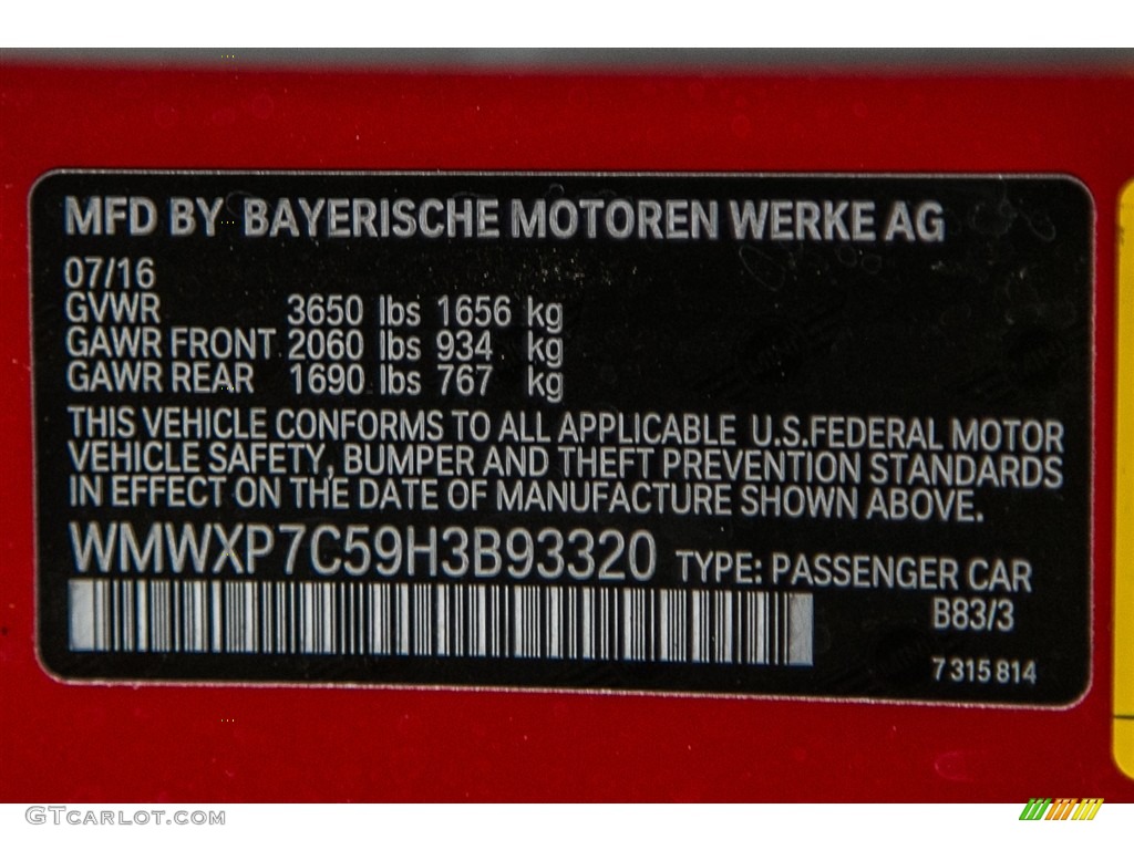 2017 Hardtop Color Code B83 for Blazing Red Metallic Photo #115617361