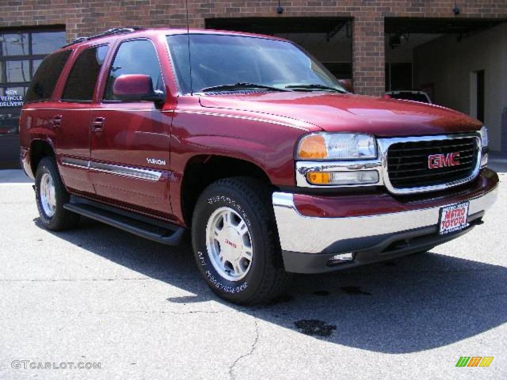 2001 Yukon SLE 4x4 - Garnet Red Metallic / Neutral Tan/Shale photo #1