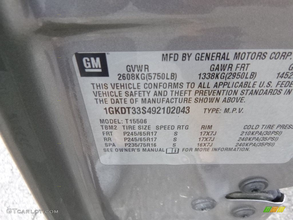 2009 Envoy SLE 4x4 - Steel Gray Metallic / Light Gray photo #10
