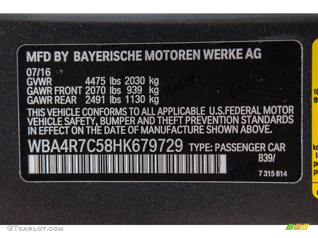 2017 4 Series Color Code B39 for Mineral Grey Metallic Photo #115632645